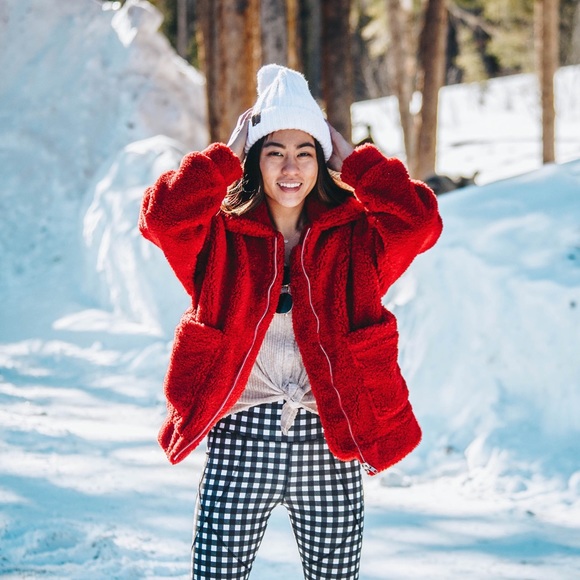 OVERSIZED TEDDY JACKET, RED - Picture 2 of 4